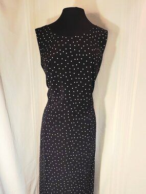 Black w/ White Polkadots Sleeveless Dress Midi Length by Studio I - Sz 20